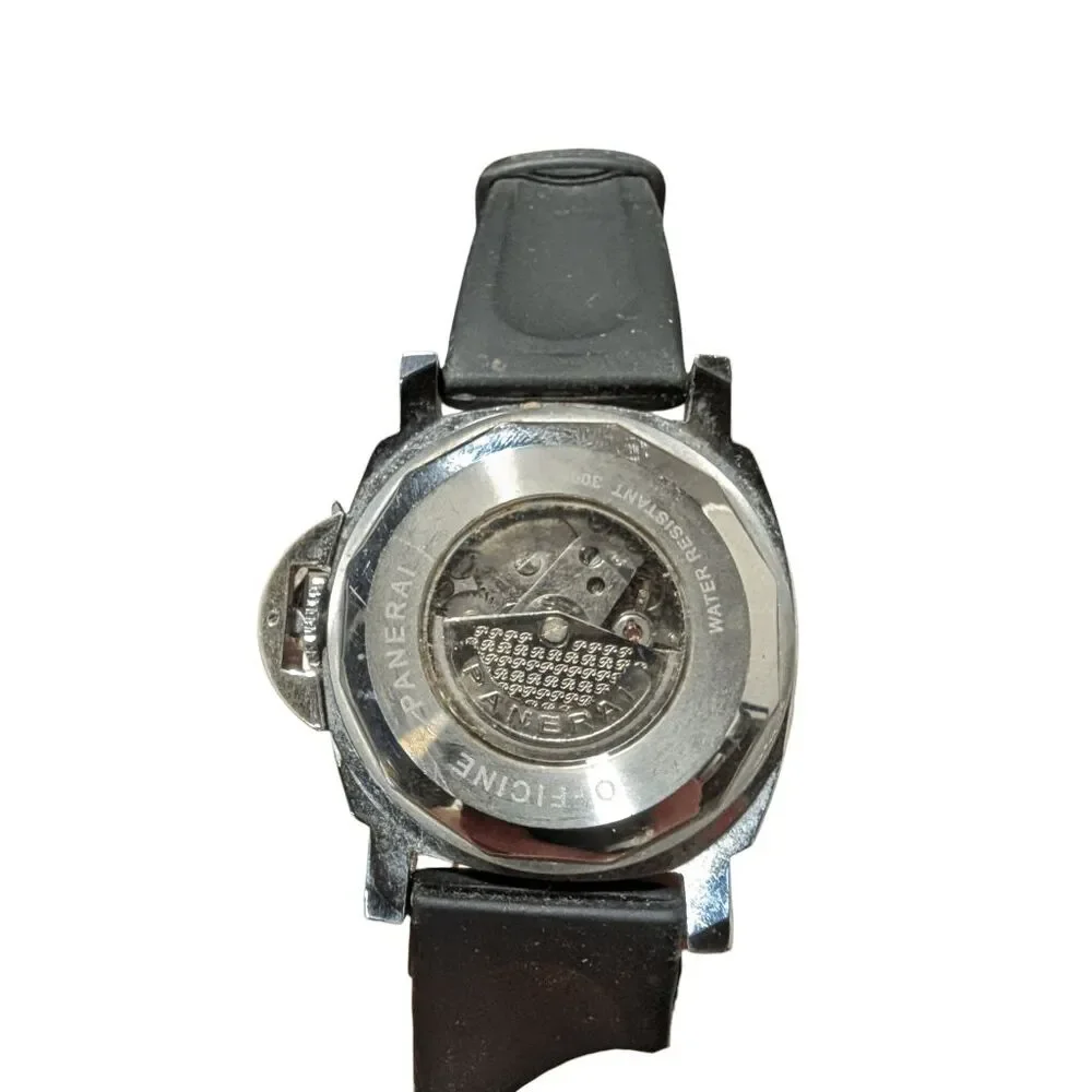COPY PANERAI LUMINOR GMT Water Resistant Rubber Strap Automatic Black Dial Stain